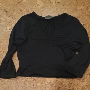 Black V-Neck Women's Top